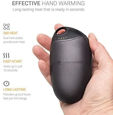 Įkraunamas rankų šildytuvas su įkroviklio funkcija Lifesystems Rechargeable Hand Warmer - Juoda