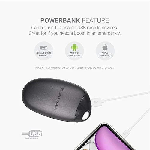 Įkraunamas rankų šildytuvas su įkroviklio funkcija Lifesystems Rechargeable Hand Warmer - Juoda