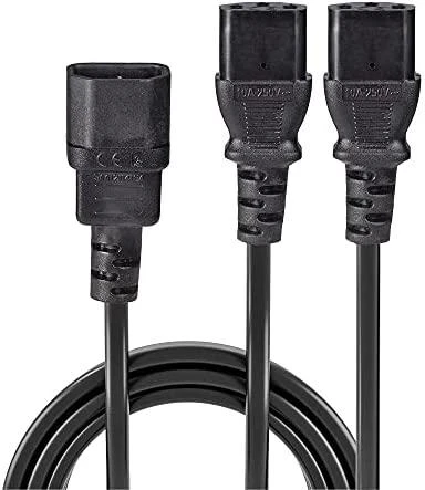 Maitinimo Prailginimo Laidas - LINDY C14 į 2x C13 Maitinimo Prailginimo Laidas, 2 m, Juodas