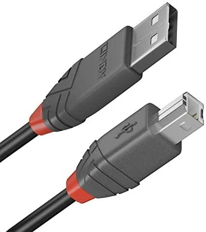 USB Kabelis - LINDY Anthra Line USB 2.0 Type A į B Laidas, 1 m, Juodas