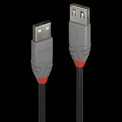 USB Prailginimo Laidas - LINDY Anthra Line USB 2.0 Type M/F Laidas, 3 m, Juodas