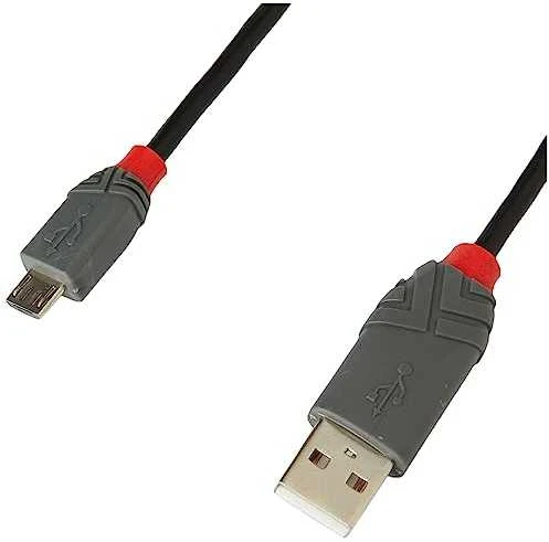 USB Kabelis - LINDY Anthra Line USB 2.0 Type A į Micro-B Laidas, 480Mbps, PVC, 0.2 m, Juodas