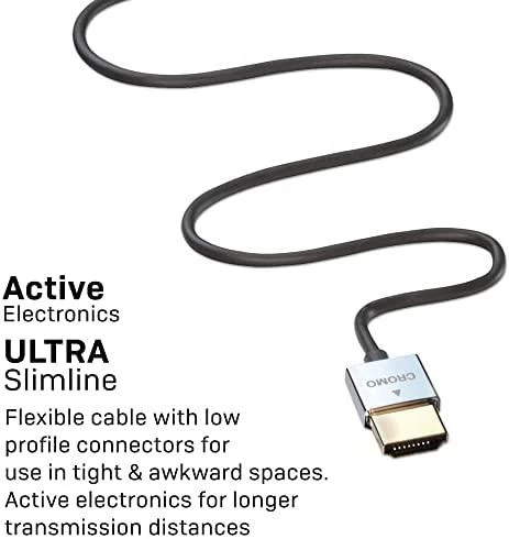 HDMI Laidas - LINDY Cromo Slim HDMI Laidas, Didelės Spartos, M/M, 4.5 m, Pilkas