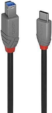 USB Kabelis - LINDY Anthra Line SB 3.2 Type C į B Laidas, 5Gbps, 4.5W, 3 m, Juodas