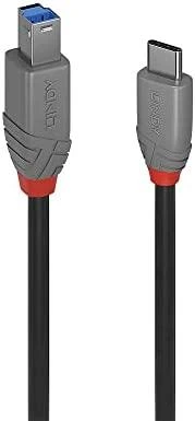 USB Kabelis - LINDY Anthra Line SB 3.2 Type C į B Laidas, 5Gbps, 4.5W, 3 m, Juodas