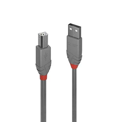 USB Kabelis - LINDY Anthra Line USB 2.0 Type A į B Laidas M/M, 3 m, Pilkas