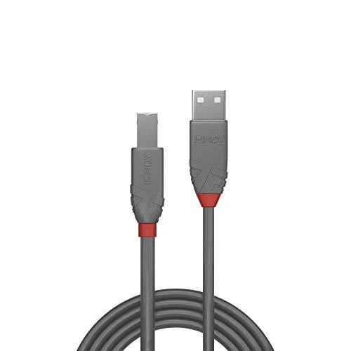 USB Kabelis - LINDY Anthra Line USB 2.0 Type A į B Laidas M/M, 3 m, Pilkas