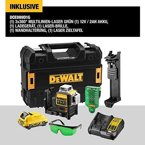 Dewalt kryžminių linijų lazeris DCE089D1G-QW, žalias