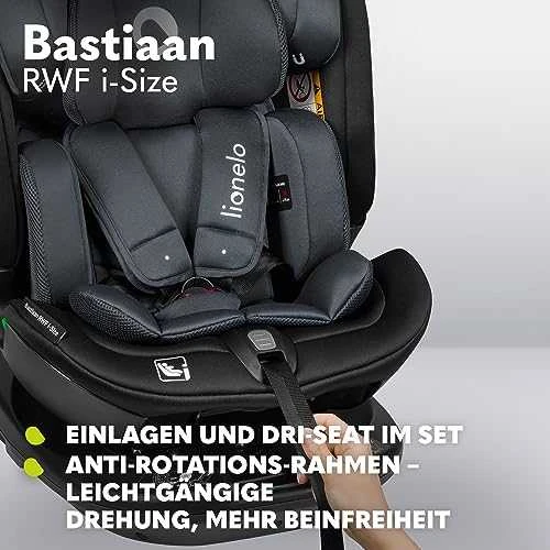 Automobilinė kėdutė Lionelo Bastiaan RWF i-Size, 0-36 kg, Pilkas Stone