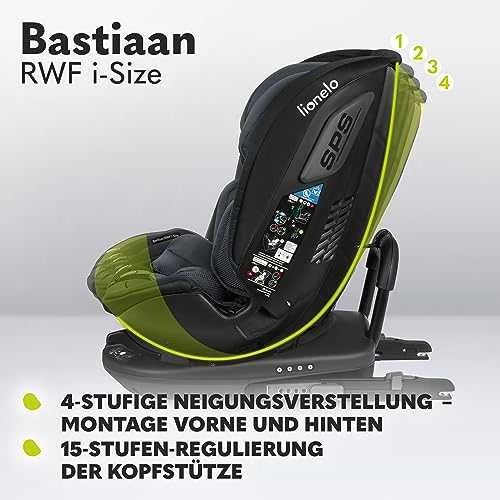 Automobilinė kėdutė Lionelo Bastiaan RWF i-Size, 0-36 kg, Pilkas Stone