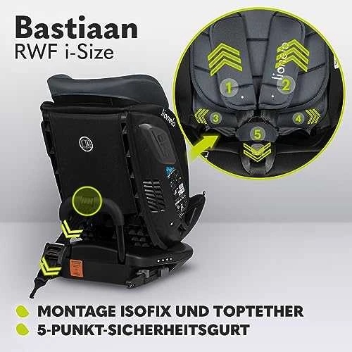 Automobilinė kėdutė Lionelo Bastiaan RWF i-Size, 0-36 kg, Pilkas Stone