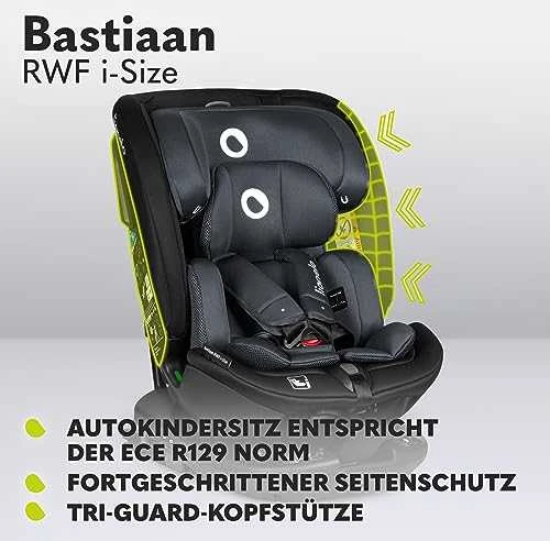 Automobilinė kėdutė Lionelo Bastiaan RWF i-Size, 0-36 kg, Pilkas Stone