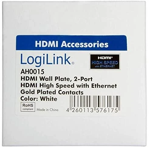 Logilink HDMI sieninė plokštė AH0015 2 x HDMI lizdas, HDMI sieninė plokštė, 1 X HDMI lizdas