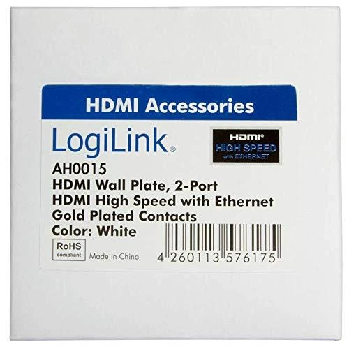 Logilink HDMI sieninė plokštė AH0015 2 x HDMI lizdas, HDMI sieninė plokštė, 1 X HDMI lizdas