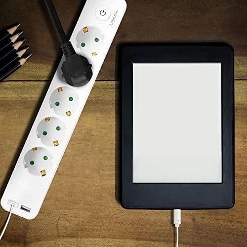 LogiLink 5 gniazd 1.5m balta | 2 x USB