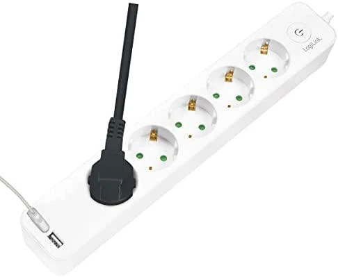 LogiLink 5 gniazd 1.5m balta | 2 x USB