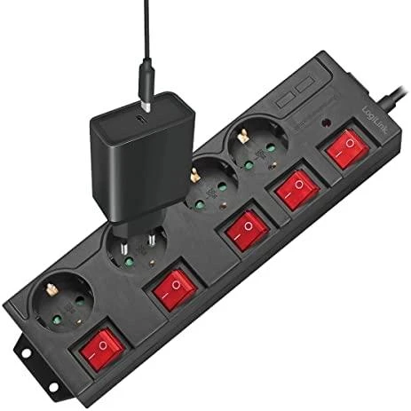 LogiLink 4 lizdai 1,5m juoda | jungiklis