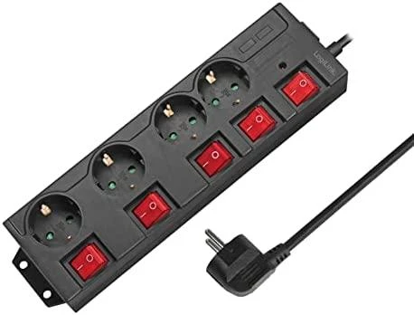 LogiLink 4 lizdai 1,5m juoda | jungiklis