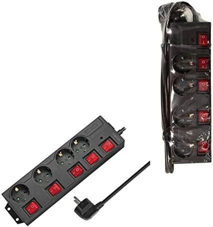 LogiLink 4 lizdai 1,5m juoda | jungiklis