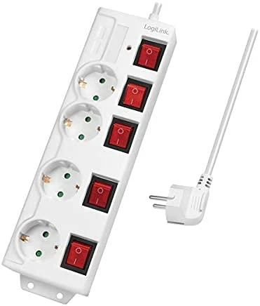 LogiLink 4 lizdai 1,5m balta | jungiklis