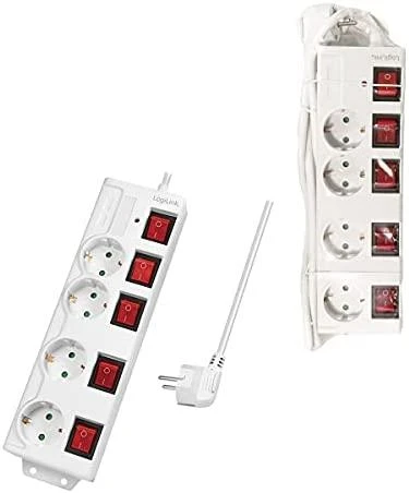 LogiLink 4 lizdai 1,5m balta | jungiklis