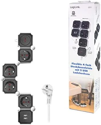LogiLink 4 gniazda 1.5m juoda-balta