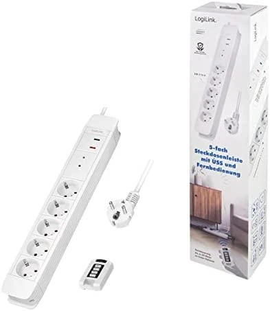 LogiLink 5 gniazd 1.5m balta | pilot