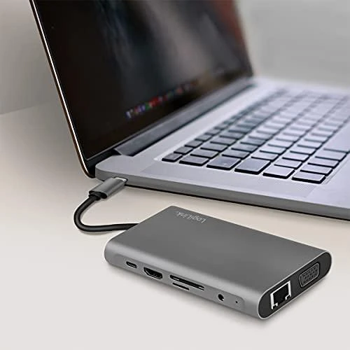 LogiLink USB-C 10v1 adapteris su kompiuteriu