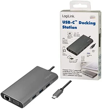 „LogiLink USB-C 10-in-1“ stotis / replikatorius (UA0383)
