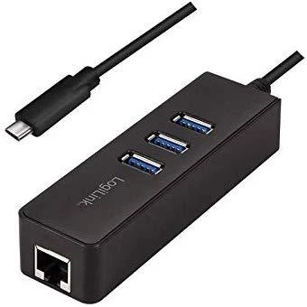 LOGILINK UA0283 LOGILINK – USB 3.0 tipo c į gigabitą adapteris prie 1x RJ45 ir 3x USB 3.0 tipo A