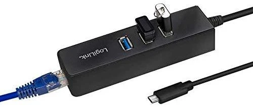 LOGILINK UA0283 LOGILINK – USB 3.0 tipo c į gigabitą adapteris prie 1x RJ45 ir 3x USB 3.0 tipo A