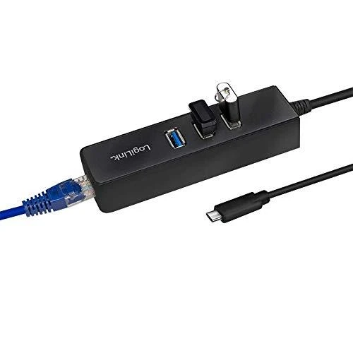 LOGILINK UA0283 LOGILINK – USB 3.0 tipo c į gigabitą adapteris prie 1x RJ45 ir 3x USB 3.0 tipo A