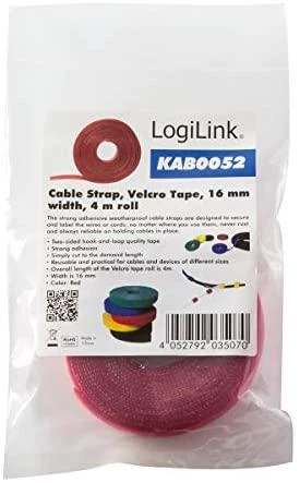 Logilink KAB0052 Cable Strap, Velcro Tape, 4m, Raudona | Logilink