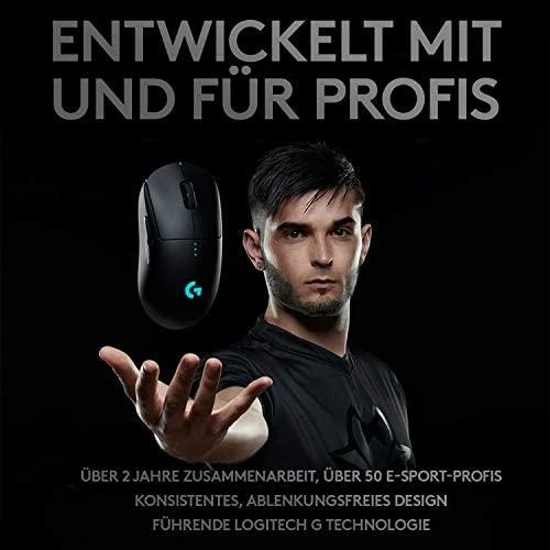 Logitech G PRO Belaidė žaidimų pelė, RF belaidė, 25600 DPI, Juoda
