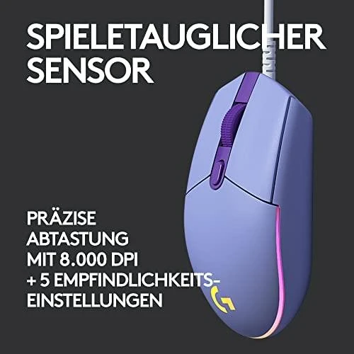 Pelė žaidimams Logitech G203 Lightsync RGB, Lilac