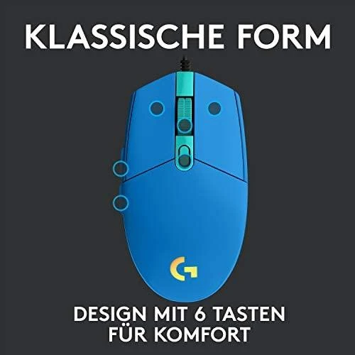 Žaidimų pelė Logitech G203 Lightsync RGB, Mėlyna