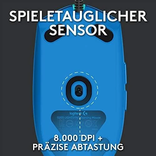 Žaidimų pelė Logitech G203 Lightsync RGB, Mėlyna