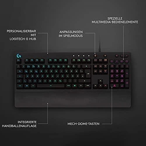 Žaidimų Klaviatūra Logitech G213 Prodigy RGB, DE išdėstymas