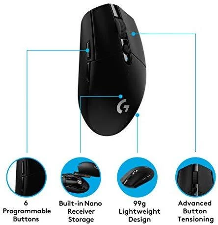 Pelė žaidimams Logitech G305, juodos spalvos