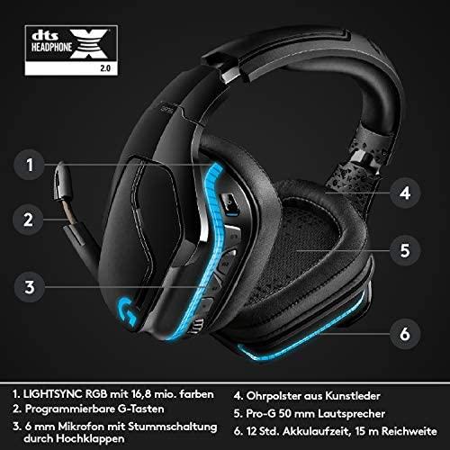 Žaidimų ausinės Logitech G635 7.1 Surround Sound LightSync, USB, Juodos |  Varle.lt