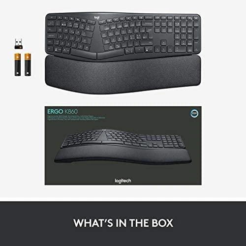 Logitech ERGO K860 belaidė klaviatūra, grafito spalvos, Skandinaviškas išdėstymas (Qwerty)