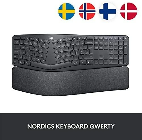Logitech ERGO K860 belaidė klaviatūra, grafito spalvos, Skandinaviškas išdėstymas (Qwerty)