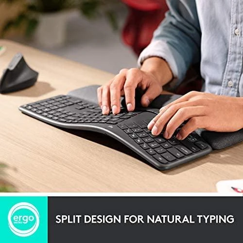 Logitech ERGO K860 belaidė klaviatūra, grafito spalvos, Skandinaviškas išdėstymas (Qwerty)