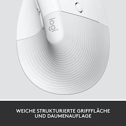 LOGITECH Lift verslui Vertikali pelė ergonomiškas 6 mygtukai belaidis Bluetooth 2.4 GHz Bolt USB imtuvas off-baltas