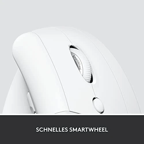LOGITECH Lift verslui Vertikali pelė ergonomiškas 6 mygtukai belaidis Bluetooth 2.4 GHz Bolt USB imtuvas off-baltas