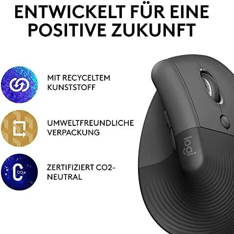 Belaidė pelė Logitech Lift, Grafito spalvos