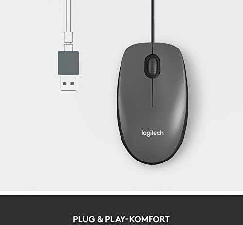 Logitech M100 Laidinė pelė USB-A 1000 DPI, Juoda