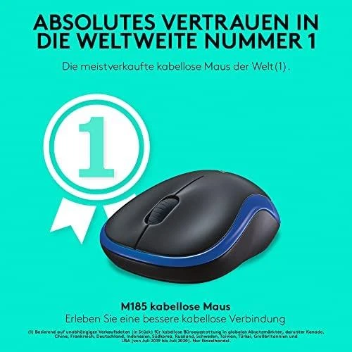 Bevielė pelė Logitech M185, Mėlyna