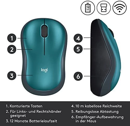 Bevielė pelė Logitech M185, Mėlyna