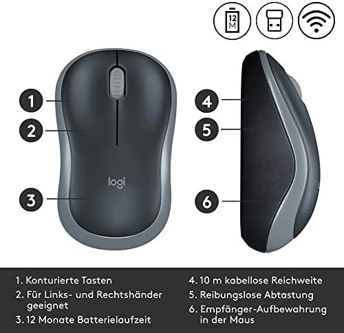 Pelė Logitech M185 pilka (910-002238)